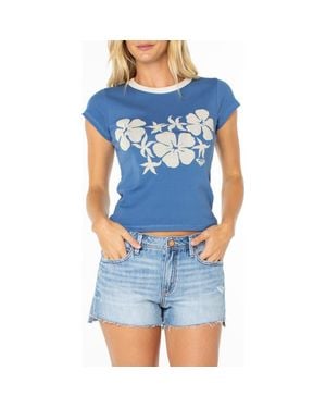 Roxy Plumeria Hibiscus '90S Baby T-Shirt - Blue