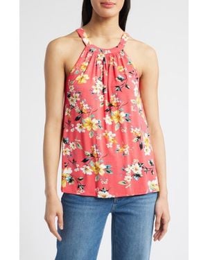 Loveappella Floral Knit Tank - Red