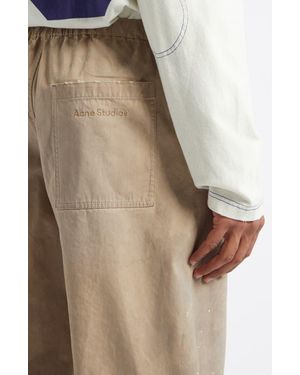 Acne Studios Plott Peached Washed Twill Wide Leg Pants - Natural
