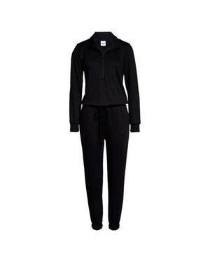 Lezat Ava Half Zip Modal Jumpsuit - Black