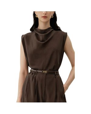 LILYSILK Silk Habotai Sleeveless Top - Brown