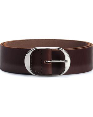 EZRA ARTHUR Oval Buckle Leather Belt 45Mm - Brown