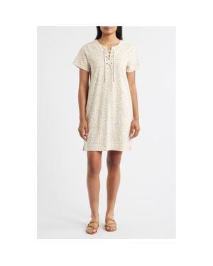 Tommy Bahama Lux Leopard Print Slub Cotton Jersey Minidress - Natural