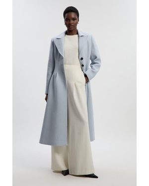Karen Millen Petite Wool Corset Detail Maxi Coat - White