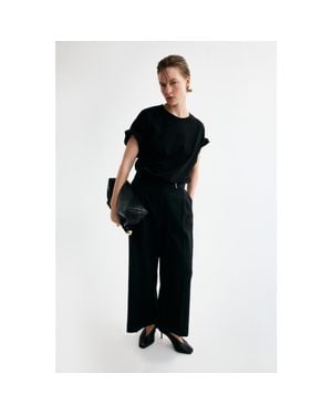 H&M Straight-Leg Pants With Belt - Black