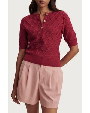 Varley Merryn Diamond Knit Sweater - Red