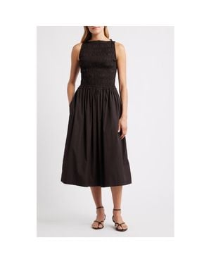 Madewell The Melody Smocked Midi Dress - Black