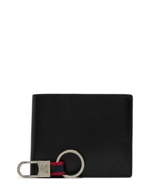 Brooks Brothers Leather Wallet & Key Chain Set - Black