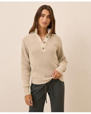 Pact Luxe Knit Henley Sweater - Natural