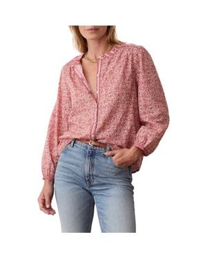 Marine Layer Vivian Floral Button Through Blouse - Red