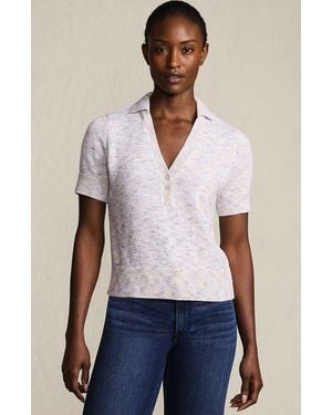 Lands' End Cotton Blend Short Sleeve Polo Sweater - White