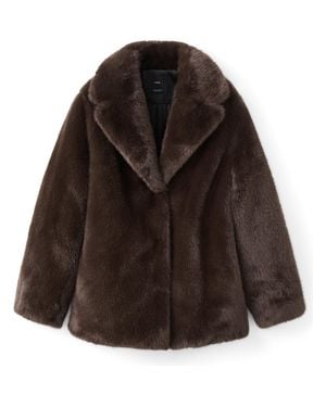 Mango Faux Fur Coat - Brown