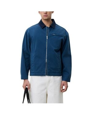Les Deux Cotton Twill Zip Jacket - Blue