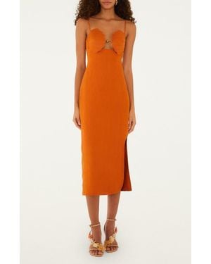 FARM Rio Terra Cotta Sleeveless Midi Dress - Orange