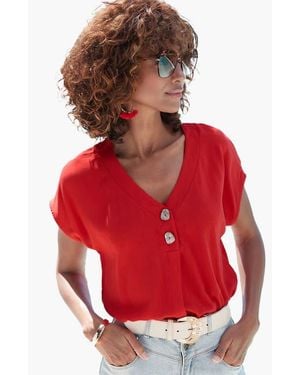 Lascana Button Detail Blouse - Red