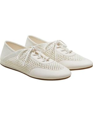 VIVAIA Round-Toe Lace-Up Mesh Sneakers - White