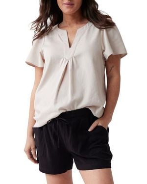 Ingrid & Isabel Flutter Sleeve Woven Maternity Top - Multicolor