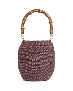 Clare V. Pot De Miel Woven Straw Handbag - Purple