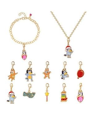 Bluey Advent Calendar 12-Pience Jewelry Set With Necklace And Bracelet Chains - Metallic