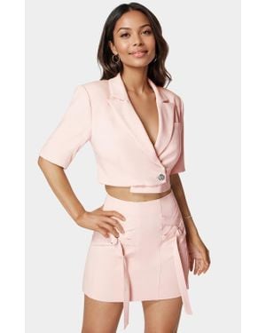 Bebe Cropped Short Sleeve Blazer - Pink
