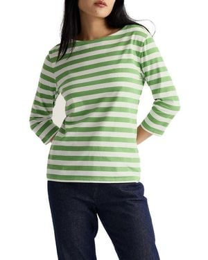 Seasalt Cornwall Sailor Stripe Organic Cotton Top - Green
