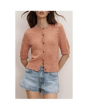 Veronica Beard Shana Linen Blend Cardigan - Blue