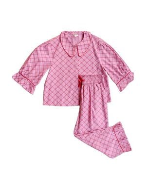 TBCo Cotton Lattice Cropped Pajamas - Pink