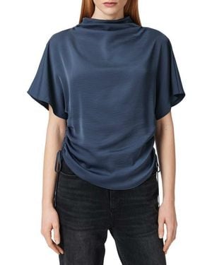 AllSaints Leslie Side Ruched Top - Blue