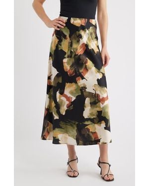Anne Klein Print Flare Maxi Skirt - Multicolor