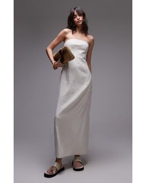 TOPSHOP Strapless Linen Maxi Dress - Gray