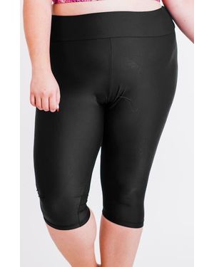 Calypsa Plus Size Capri Swim Leggings - Black