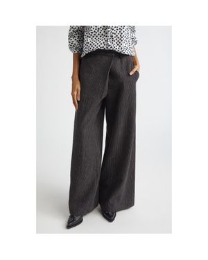 R13 Oversize Crossover Pinstripe Linen & Virgin Wool Pants - Black