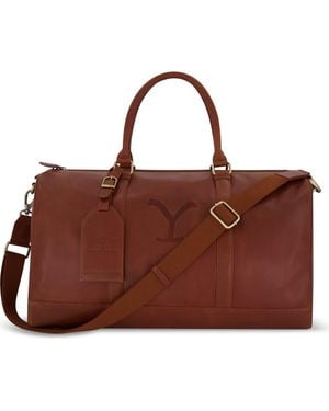 Yellowstone Genuine Leather 21 Inch Duffle, With Burnished Detailing - Red