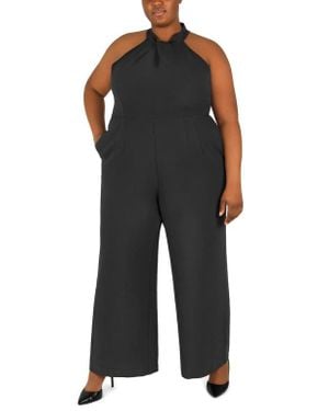 Julia Jordan Sleeveless Twisted Halter Wide Leg Jumpsuit - Black