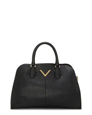 Vince Camuto Tasha Croc Embossed Leather Satchel - Black