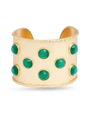 Karine Sultan Cabochon Inlay Cuff Bracelet - Metallic