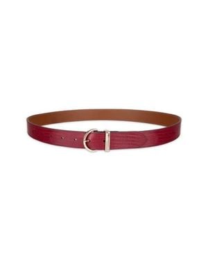 Cole Haan Lizard Embossed Leather Belt - Red