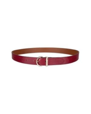 Cole Haan Lizard Embossed Leather Belt - Red
