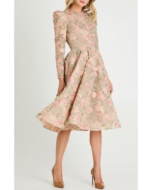 HELSI Anastasia Sequin Floral Fit & Flare Cocktail Dress - Natural