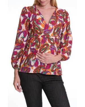 Cache Coeur Latina Long Sleeve Maternity/Nursing Top - Red