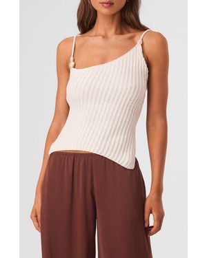 SNDY'S Desi Open Back Asymmetric Ribbed Top - White