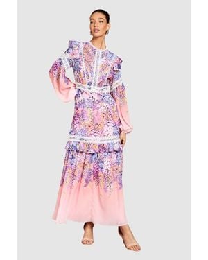 Coast Lace Frill Detail Maxi Dress - Pink