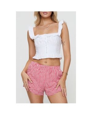Princess Polly Isadoria Ruffle Trim Cotton & Linen Tank - White
