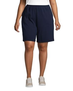 Lands' End Plus Size Sport Knit High Rise Shorts - Blue
