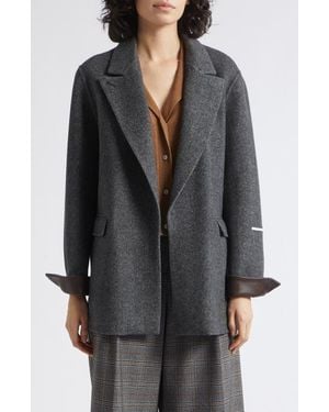 Marella Wool Jacket With Leather Cuffs - Black