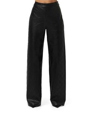 Naked Wardrobe Diamond Stitched Faux Leather Pants - Black