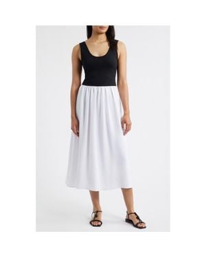 Loveappella Sleeveless Scoop Neck Midi Dress - White
