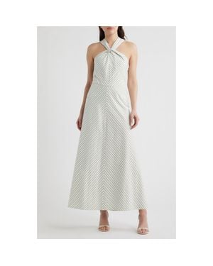 Parker Knot Halter Stripe Midi Dress - Multicolor