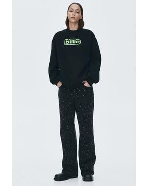 H&M Oversized Print-Motif Sweatshirt - Black
