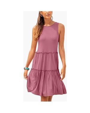Lascana Flowy Tiered Dress - Purple